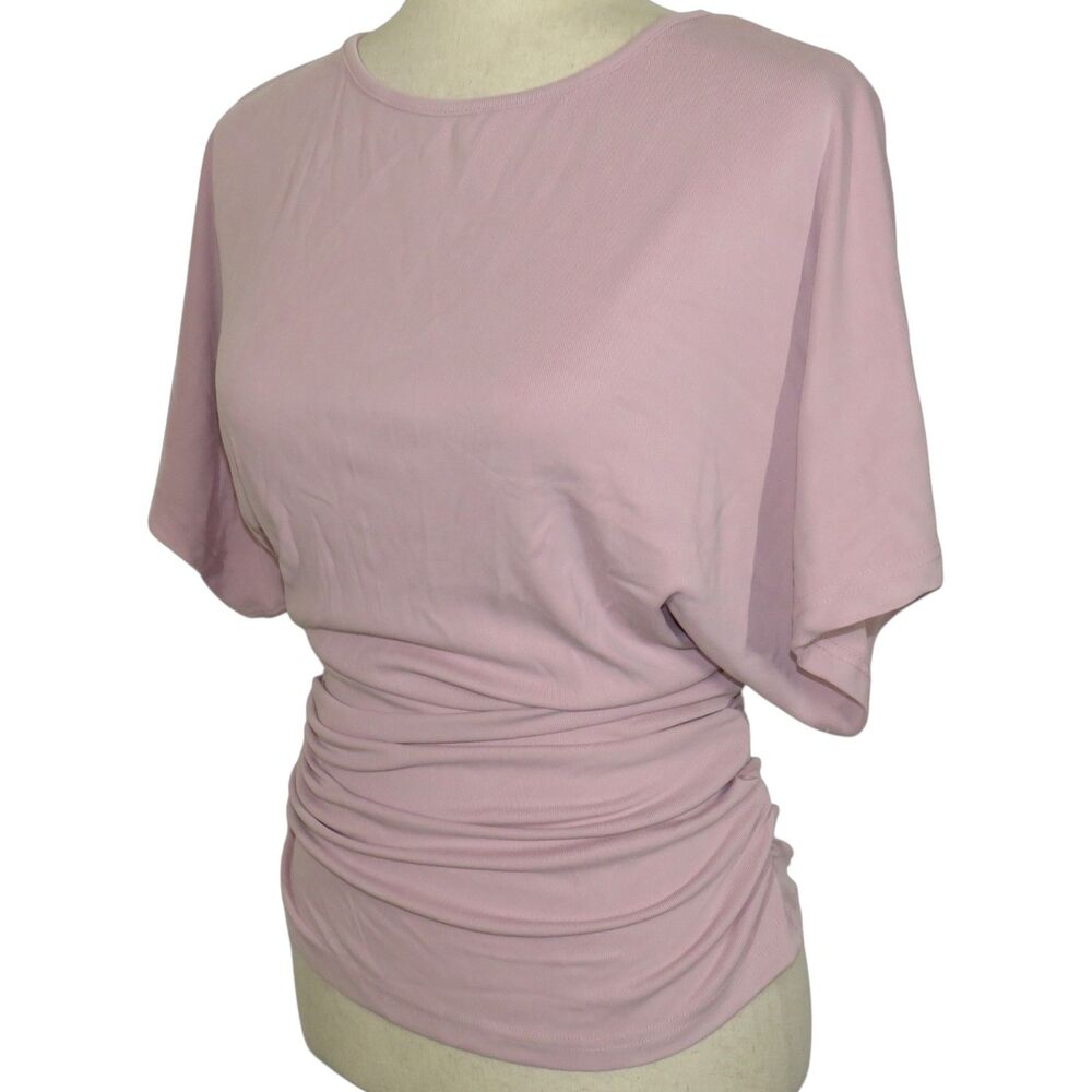OGL Sandwashed Effortless Boatneck Batwing Sleeve Side Ruched Top Size Medium